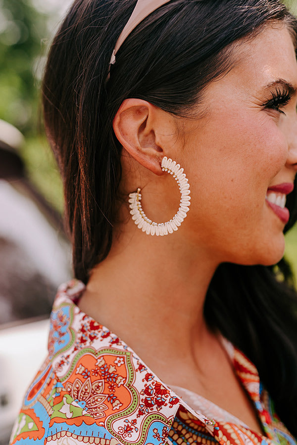 Humming Sweetly Hoop Earrings In Ivory Image - 4