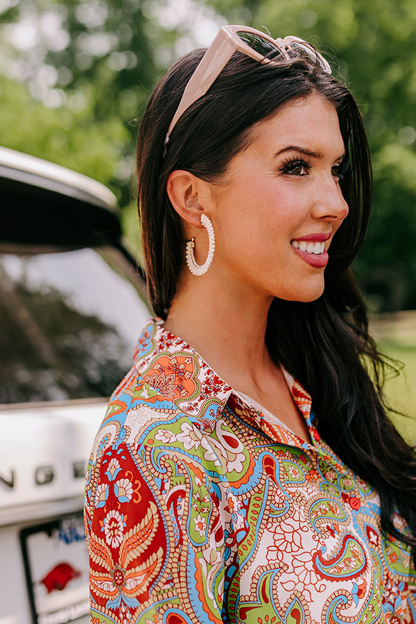 Humming Sweetly Hoop Earrings In Ivory Image - 3