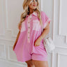 Wonderful Weekend Waffle Knit Romper in Pink Curves Image - 1