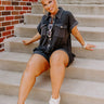 Wonderful Weekend Waffle Knit Romper in Vintage Black Curves Image - 1