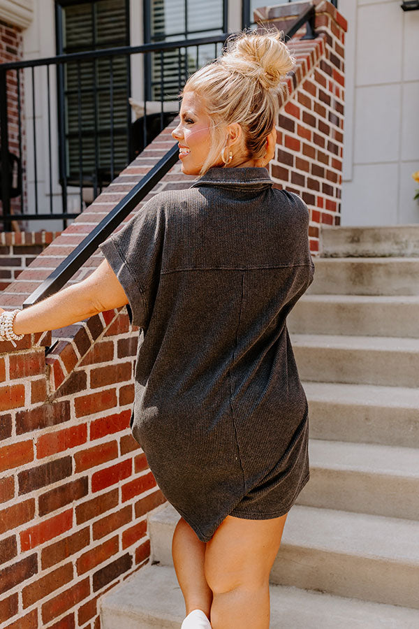 Wonderful Weekend Waffle Knit Romper in Vintage Black Curves Image - 1