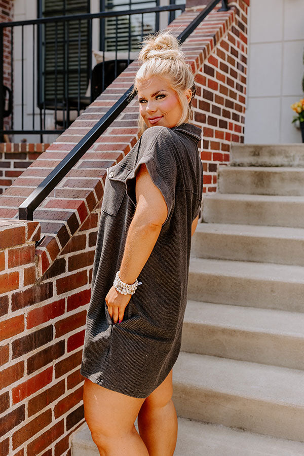 Wonderful Weekend Waffle Knit Romper in Vintage Black Curves Image - 1