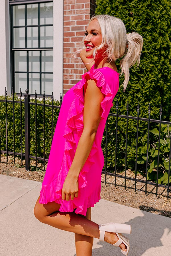 Walking The Runway Shift Dress in Neon Pink Image - 3