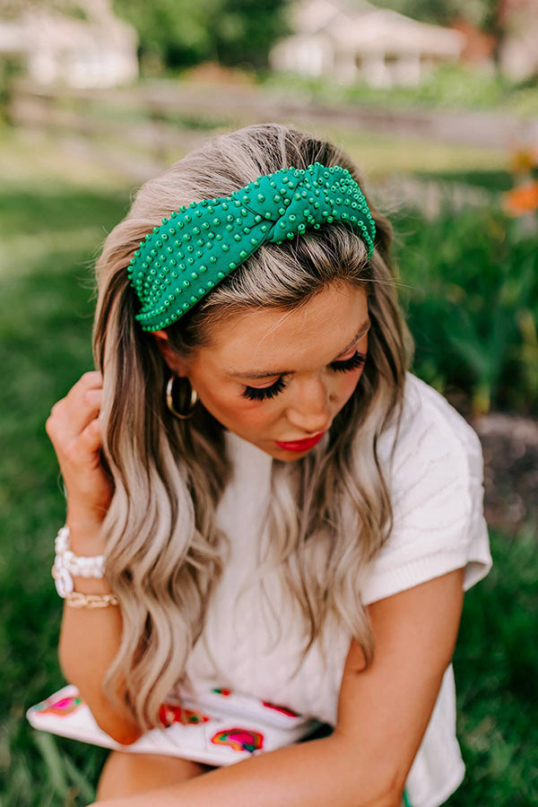 Humming Sweetly Embellished Headband In Green Image - 1