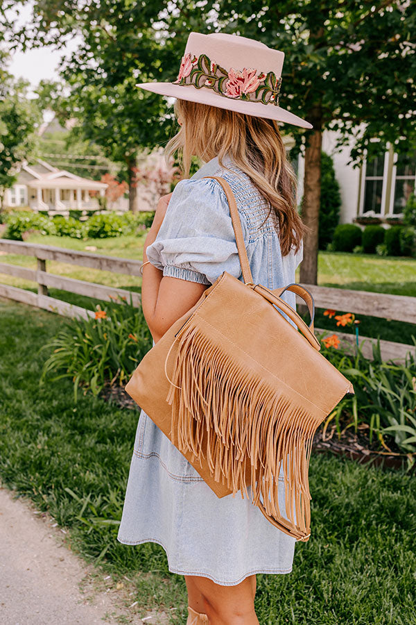 Travel To Europe Fringe Backpack In Camel Image - 1