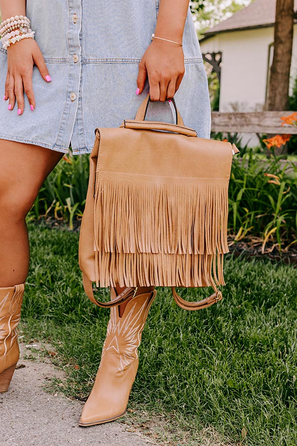 Travel To Europe Fringe Backpack In Camel Image - 2