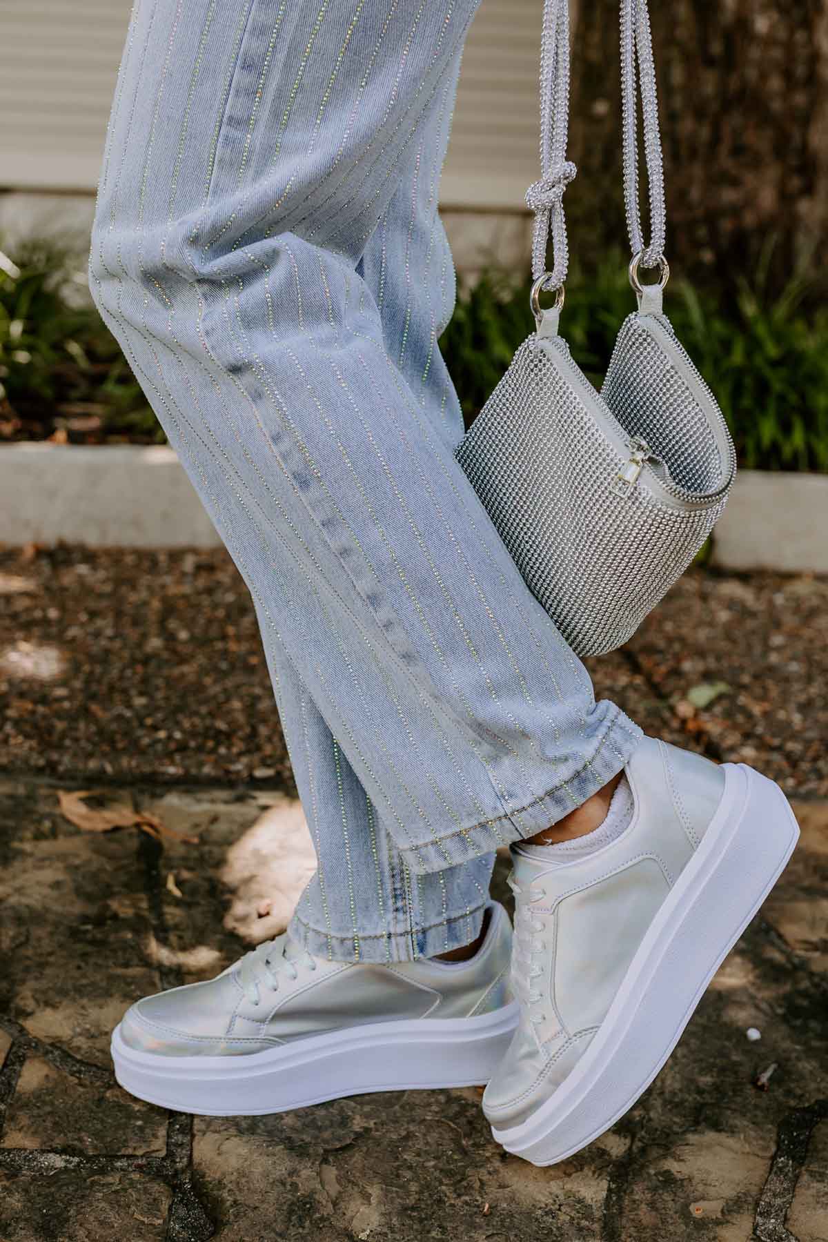 The Kimora Metallic Sneaker In Iridescent Image - 3