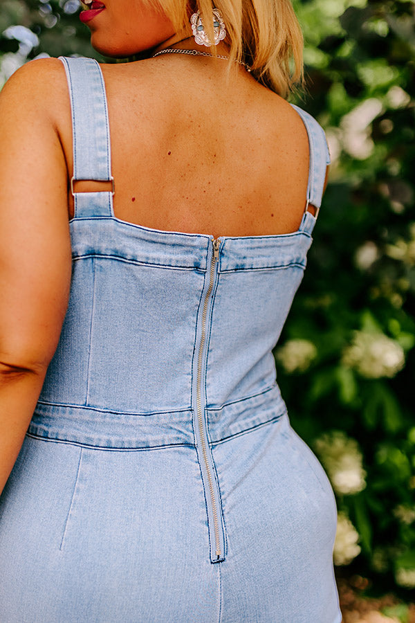 The Pike Denim Jumpsuit in Light Wash Curves Image - 5