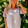 Travel To Europe Embroidered Shift Top Image - 1