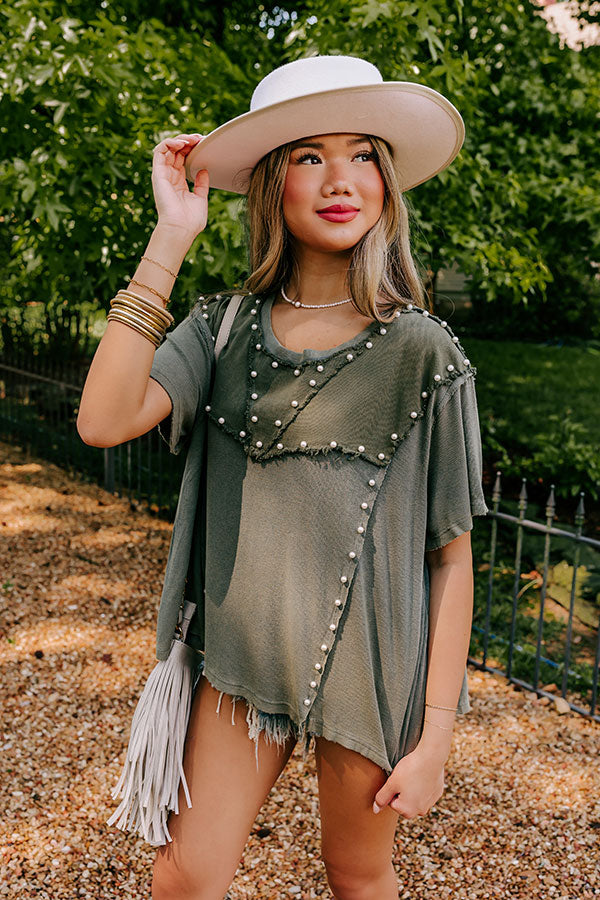 Poised Romance Embellished Top In Olive Image - 2