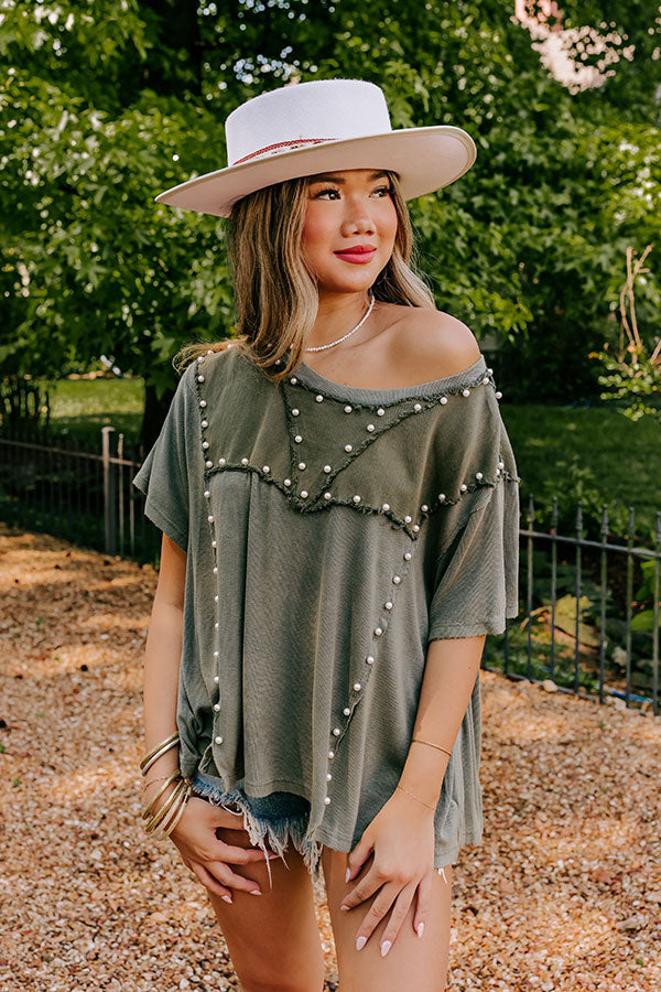 Poised Romance Embellished Top In Olive Image - 1