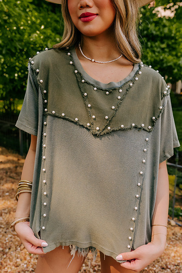 Poised Romance Embellished Top In Olive Image - 4