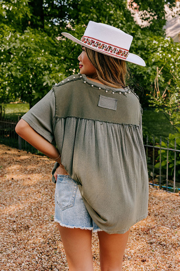 Poised Romance Embellished Top In Olive Image - 5