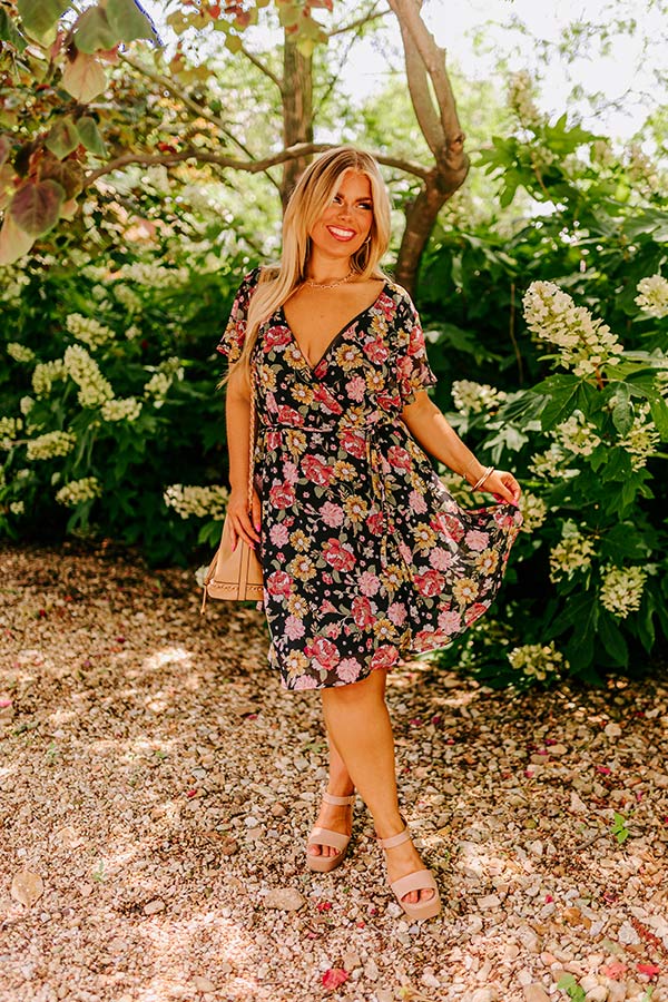 Sweet Like Honey Floral Mini Dress In Black Curves Image - 2