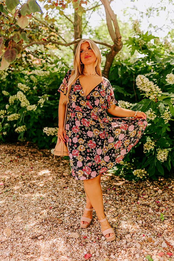 Sweet Like Honey Floral Mini Dress In Black Curves Image - 1