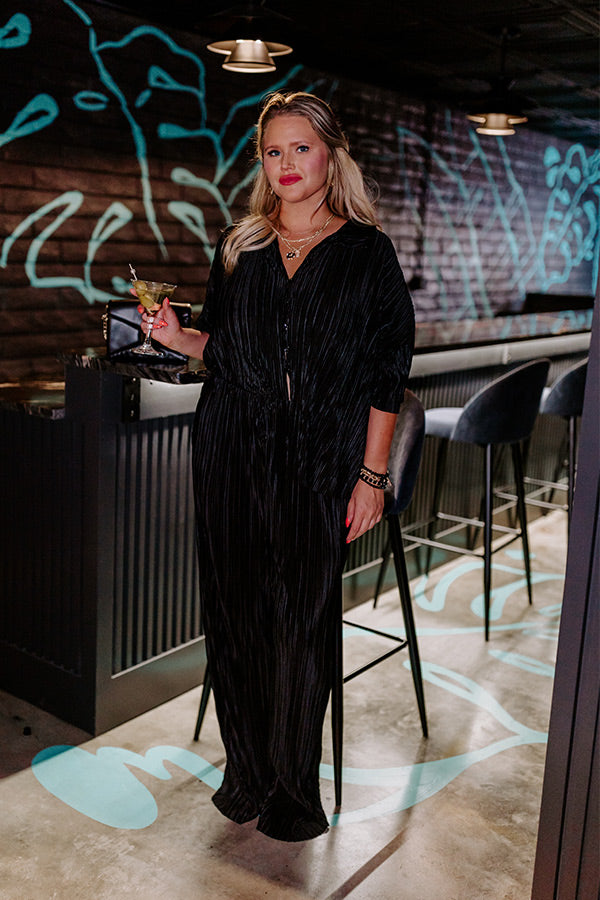 Graceful Appearance Pleated Pants In Black Curves Image - 2