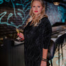 Graceful Appearance Pleated Button Up In Black Curves Image - 1