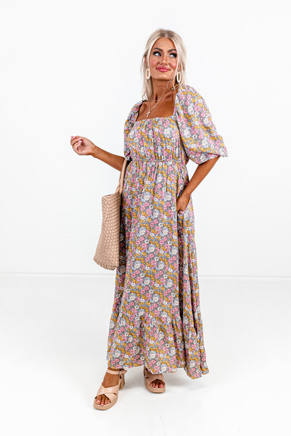 Florals Forward Reversible Neckline Maxi Image - 1