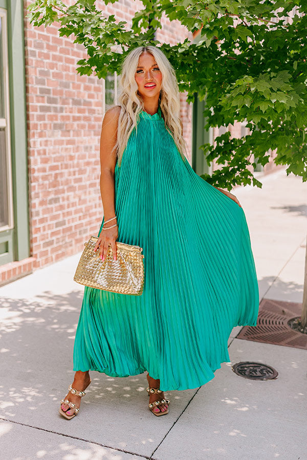 Forever Stunning Pleated Maxi In Kelly Green Image - 1