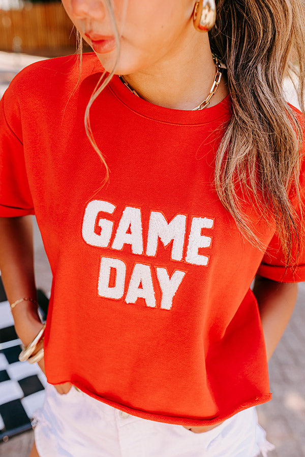 Game Day Embroidered Crop Top Image - 2