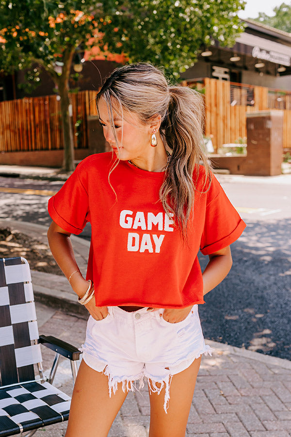 Game Day Embroidered Crop Top Image - 1