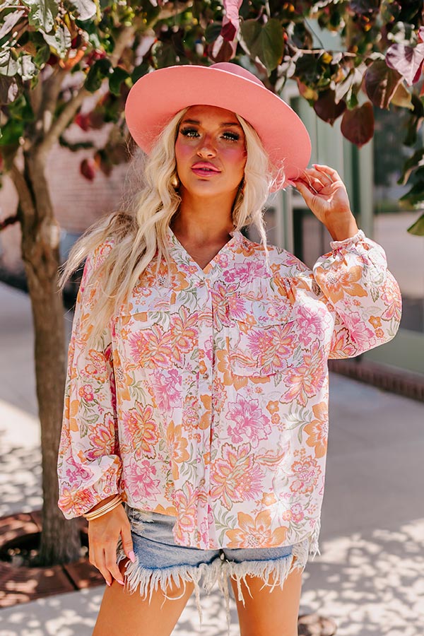 Editor In Chic Floral Button Up In Pink Image - 4