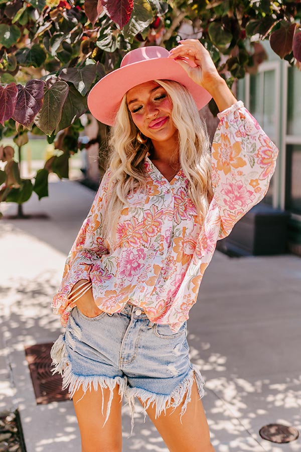 Editor In Chic Floral Button Up In Pink Image - 1