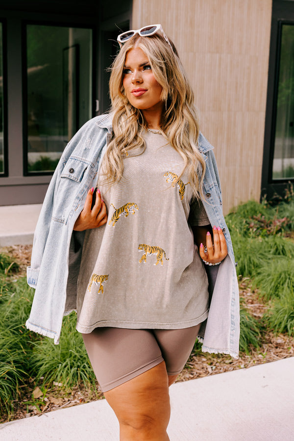 Easy Tiger Mineral Wash Graphic Tee in Taupe Curves Image - 1