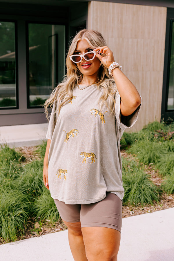 Easy Tiger Mineral Wash Graphic Tee in Taupe Curves Image - 2