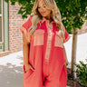Wonderful Weekend Waffle Knit Romper in Tangerine Curves Image - 1