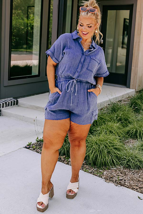 Hit Remix Romper In Cobalt Blue Curves Image - 2