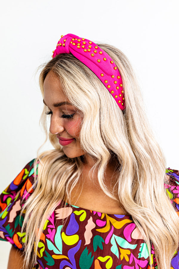 Pretty Presence Embellished Headband In Fuchsia Image - 1