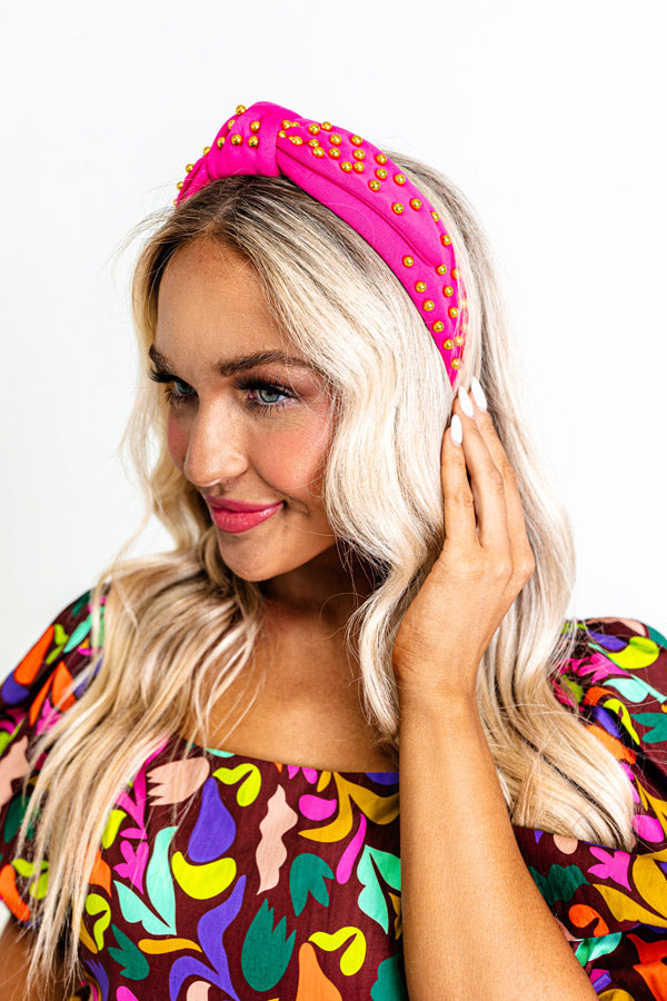 Pretty Presence Embellished Headband In Fuchsia Image - 2