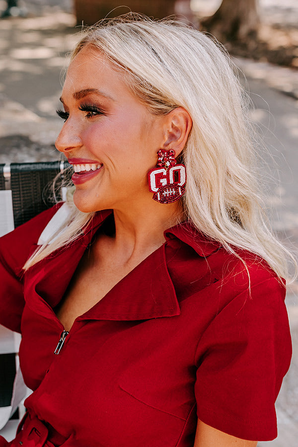Go Team Beaded Earrings In Red