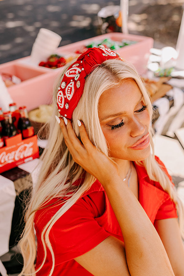 Team Spirit Embellished Headband In Red Image - 2