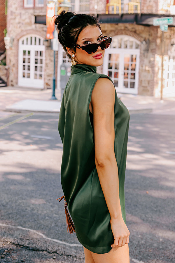 Sweet Charisma Satin Mini Dress in Olive Image - 5