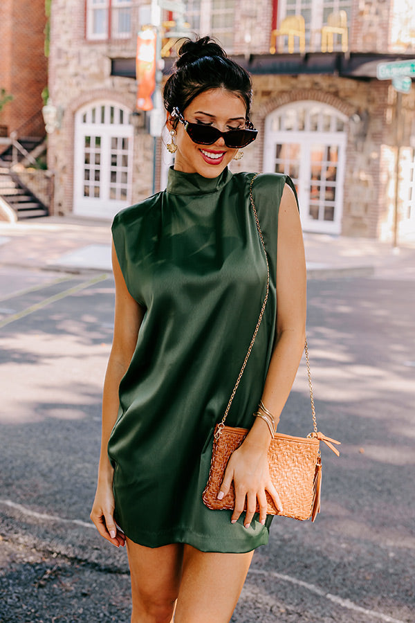 Sweet Charisma Satin Mini Dress in Olive Image - 1