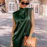 Sweet Charisma Satin Mini Dress in Olive Image - 1