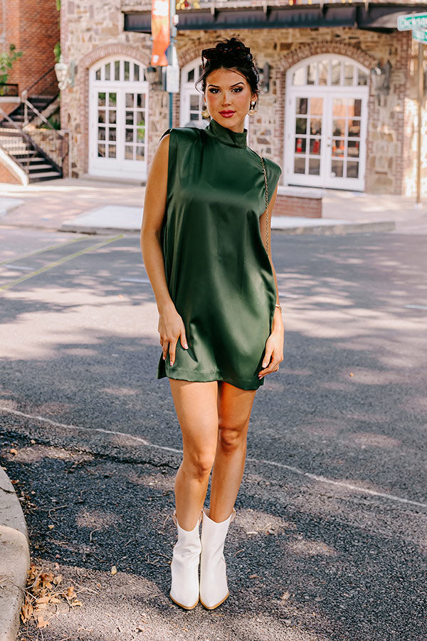 Sweet Charisma Satin Mini Dress in Olive Image - 4