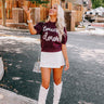Touchdown Knit Sweater Top In Maroon Image - 1