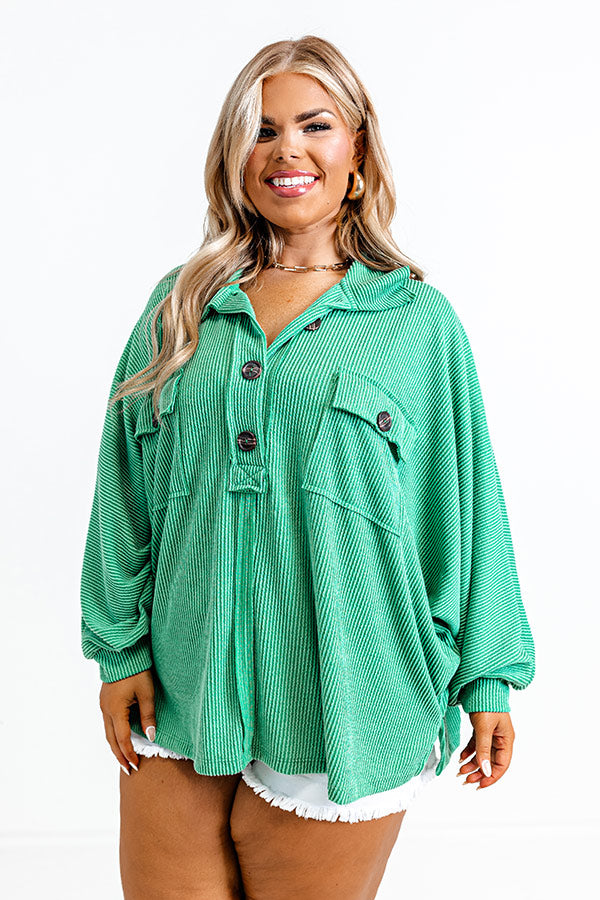 Coastal Comforts Oversized Top in Green Curves Image - 2