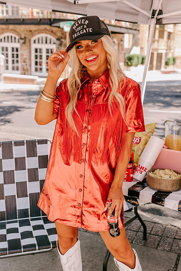 First And Fabulous Metallic Mini Dress in Red Image - 2