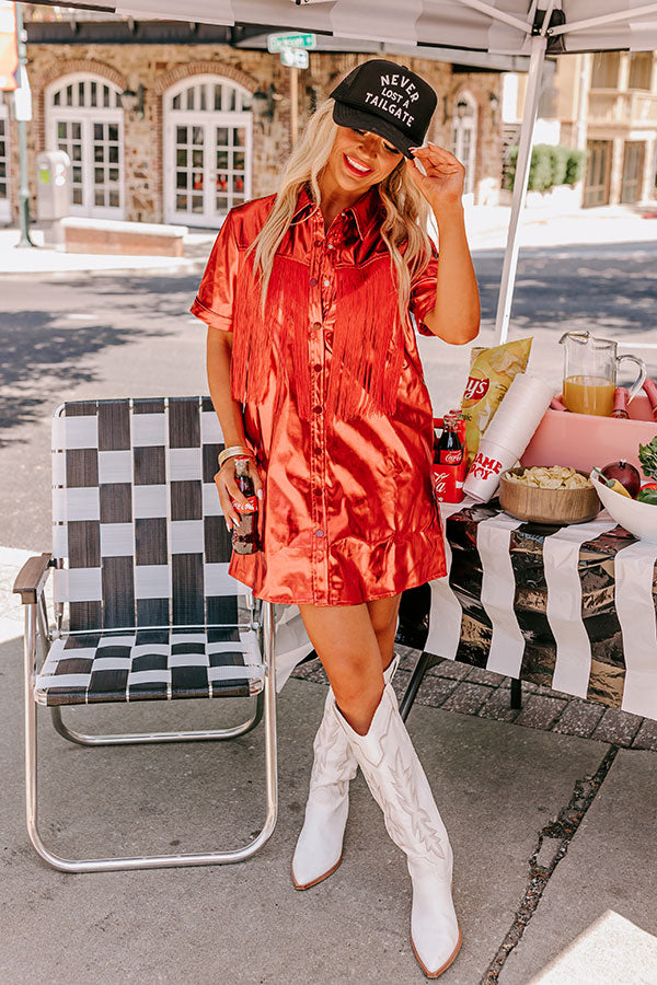 First And Fabulous Metallic Mini Dress in Red Image - 1