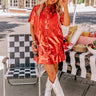 First And Fabulous Metallic Mini Dress in Red Image - 1