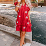 Under The Stadium Lights Ruffle Mini Dress in Crimson Image - 1