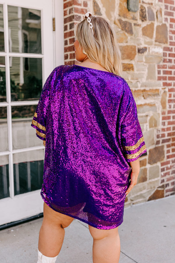 Ready To Shimmer Sequin Mini Dress in Purple Curves Image - 4