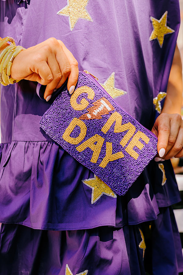 Game Day Beaded Clutch In Purple Image - 1