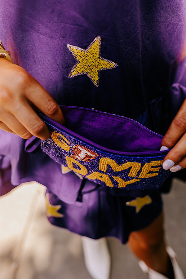 Game Day Beaded Clutch In Purple Image - 2