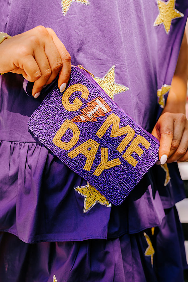 Game Day Beaded Clutch In Purple Image - 3