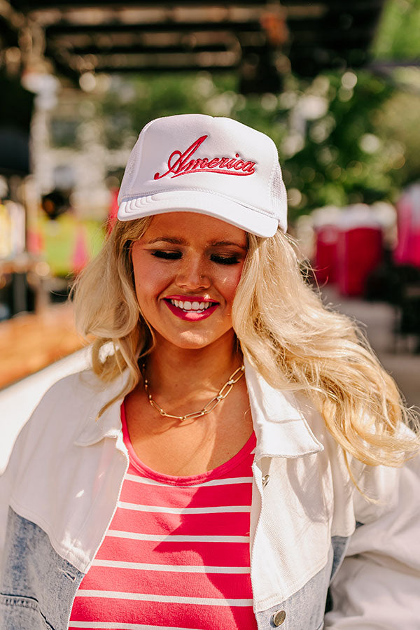 America Embroidered Trucker Hat Image - 1